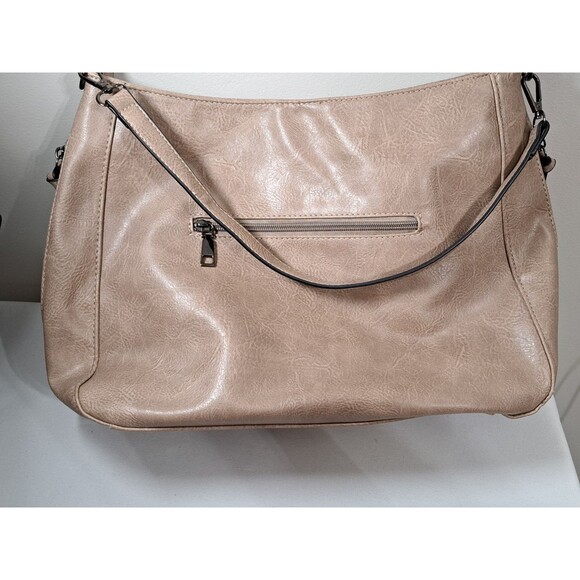 Sam & Hadley Tan/Taupe Faux Leather Studded Shoulder Bag - Picture 3 of 12